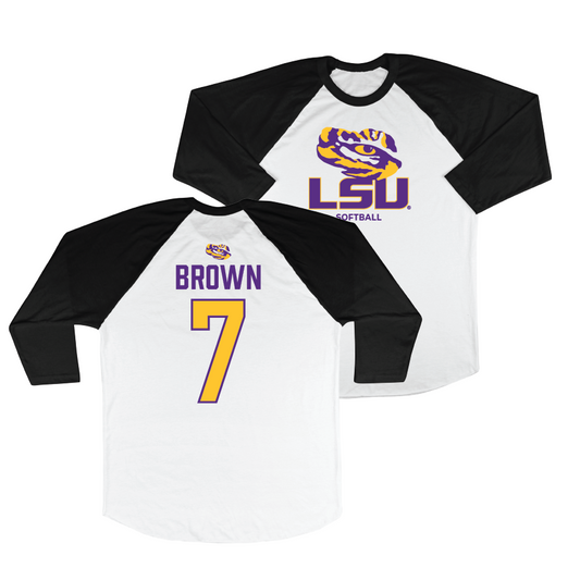 LSU Baseball 3/4 Sleeve Raglan Tee - Jake Brown | #18