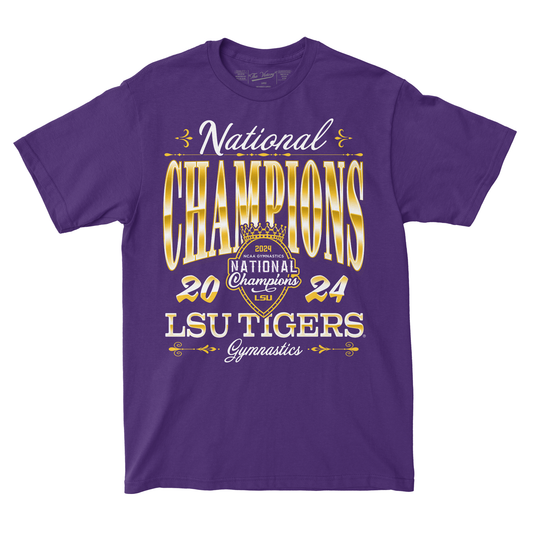 LSU Women's Gymnastics 2024 National Champions Streetwear Purple T-shirt by Retro Brand